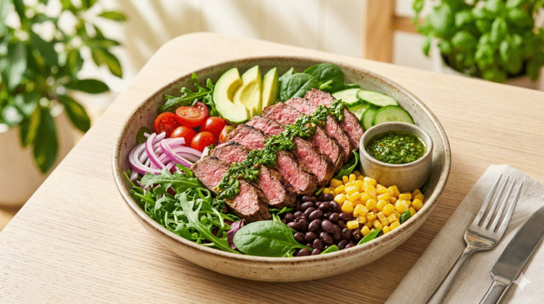 🥗 Healthy Steak Salad Bowl with Chimichurri: High-Protein Lunch 🥩