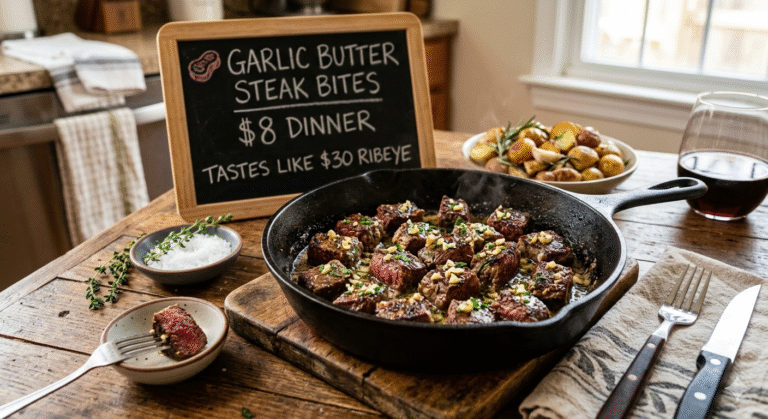🥩 Garlic Butter Steak Bites – $8 Dinner That Tastes Like $30 Ribeye